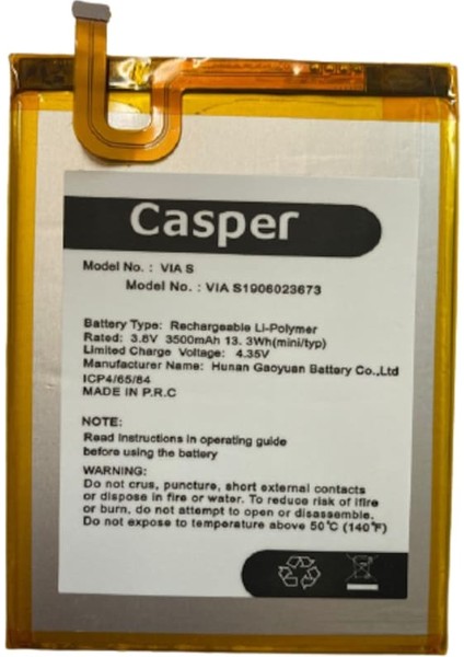 Axya Casper Vıa S Uyumlu Pil Batarya 3500 Mah