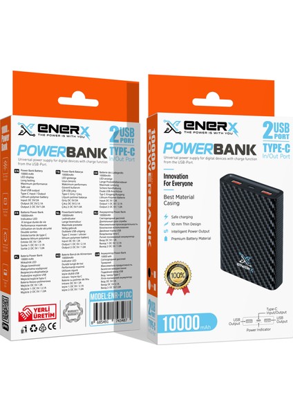 Powerbank 10000 Mah 2.1 Amper Beyaz ENR-P10C