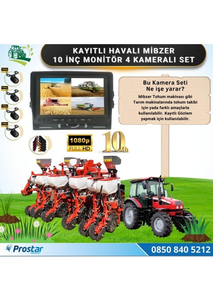 10 Inç Monitör 4 Kameralı Mibzer Havalı Tohum Makinesi Ahd K