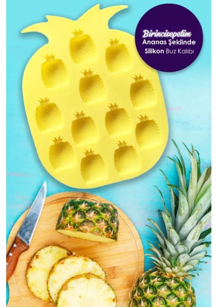 Ananas Şeklinde Silikon Buz Kalıbı | Mum, Sabun, Jöle, Çikolata Yapımında Da Kullanılır.