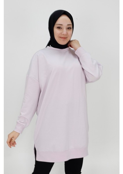 30644 Iki Ip Kumaş Basic Tunik Sweatshirt