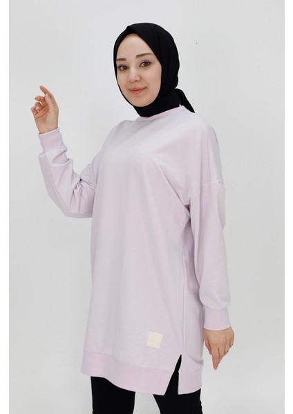 30644 Iki Ip Kumaş Basic Tunik Sweatshirt