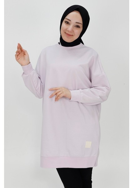 30644 Iki Ip Kumaş Basic Tunik Sweatshirt