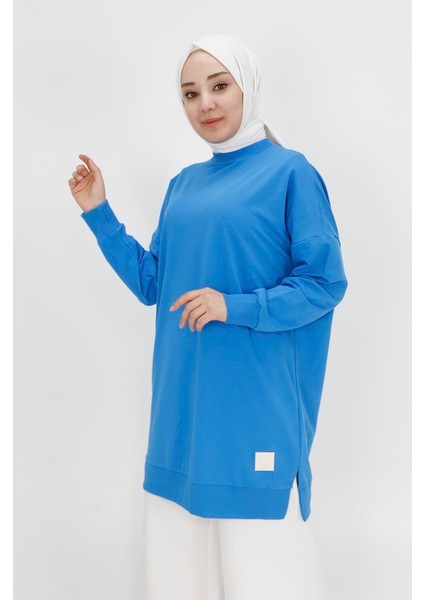 30644 Iki Ip Kumaş Basic Tunik Sweatshirt