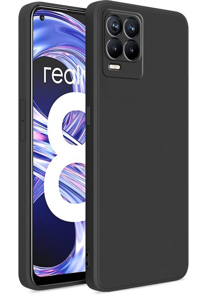 Caseworld Realme 8 Kapak Içi Kadife Kamera Korumalı Lansman Silikon Kılıf - Siyah