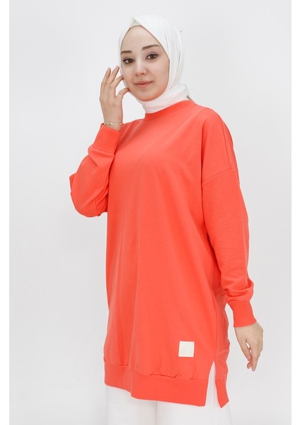 30644 Iki Ip Kumaş Basic Tunik Sweatshirt modelleri