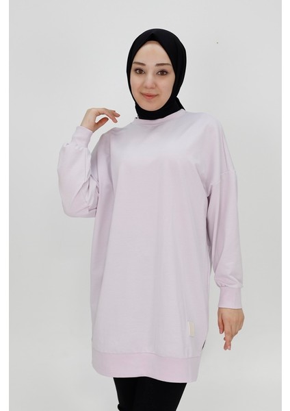 30644 Iki Ip Kumaş Basic Tunik Sweatshirt