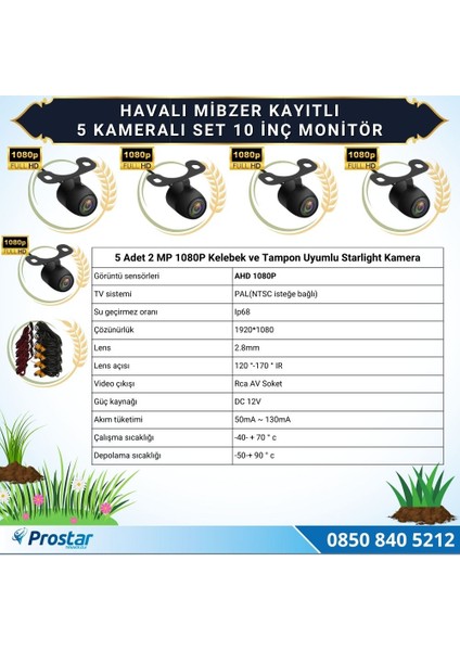 5 Kameralı Mibzer Havalı Tohum Makinesi 10 Inç Monitör 1080P