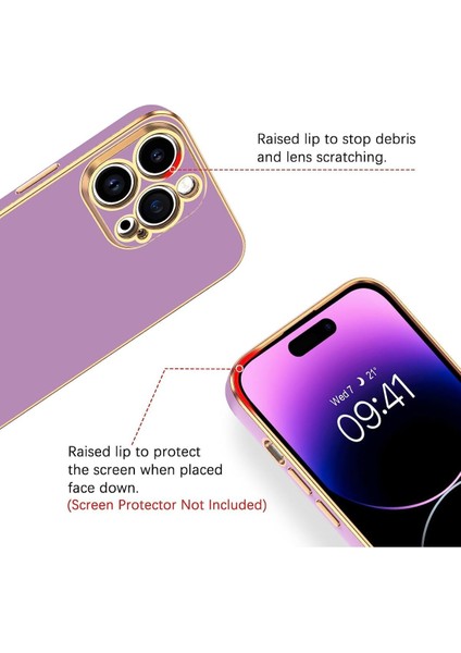 Huawei Nova 10 Se Kılıf Kenarları Gold Kamera Korumalı Renkli Pastel Silikon Lila Bark