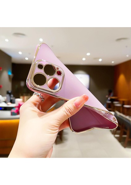 Huawei Nova 9 Kılıf Kenarları Gold Kamera Korumalı Renkli Pastel Silikon Rose Gold Bark