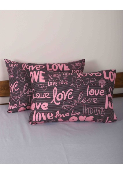 2li Yastık Kılıfı Kapaklı Love