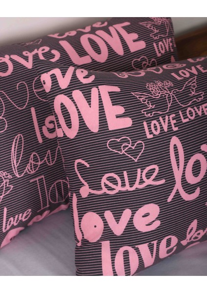 2li Yastık Kılıfı Kapaklı Love