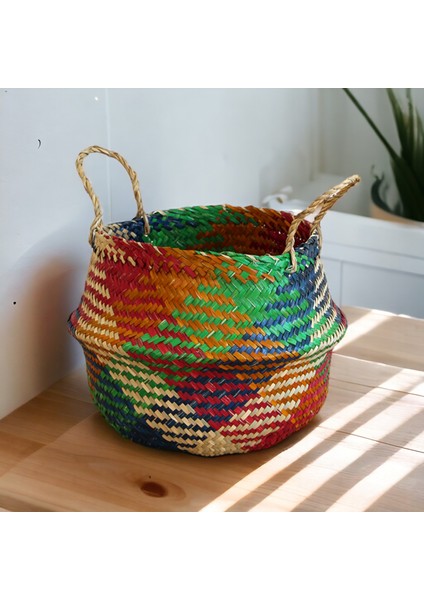 Katlanabilir Sepet Organizer Doğal Deniz Sazı Dekoratif Düzenleyici 35CM Oceanpoint