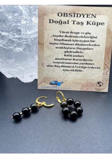 Obsidyen Doğal Taş Tasarım Küpe indirimleri