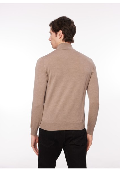 Fermuarlı Yaka Slim Fit Kahve Erkek Kazak WM63_ZMG9 indirimleri