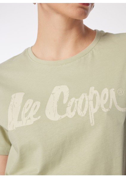 O Yaka Baskılı Açık Haki Kadın T-Shirt 242 Lcf 242005 Londonlogo A. Haki indirimleri