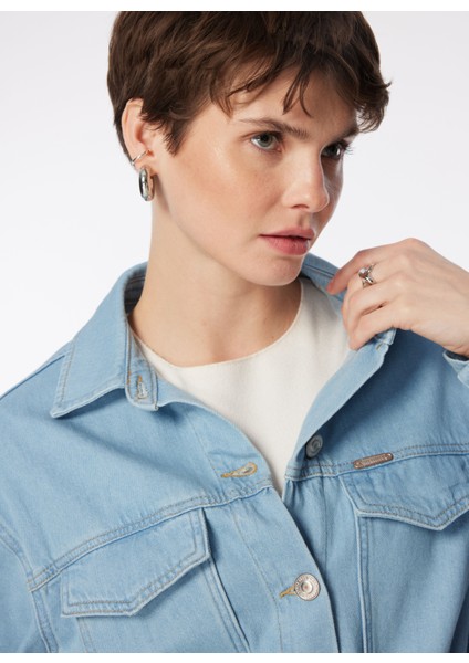 Açık Mavi Kadın Denim Ceket 242 Lcf 131008 Samy Rastaban Blue L fırsatları