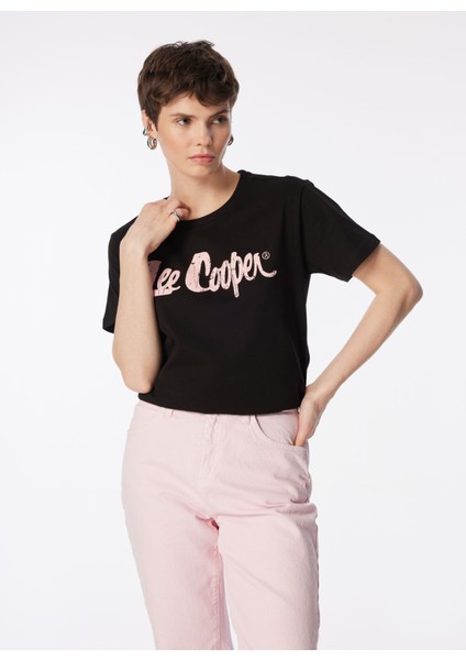 Lee Cooper O Yaka Baskılı Siyah Kadın T-Shirt 242 Lcf 242005 Londonlogo Siyah