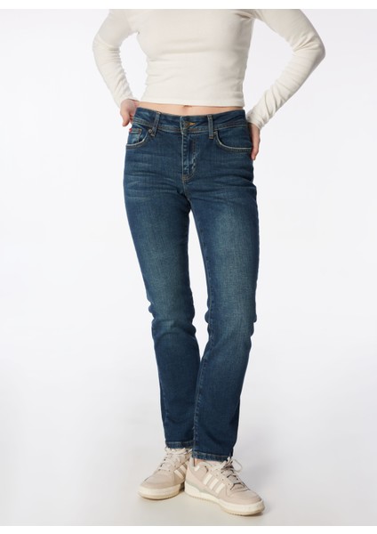 Geniş Paça Straight Koyu Antrasit Kadın Denim Pantolon 242 Lcf 121022 Susıe Tom Cooper