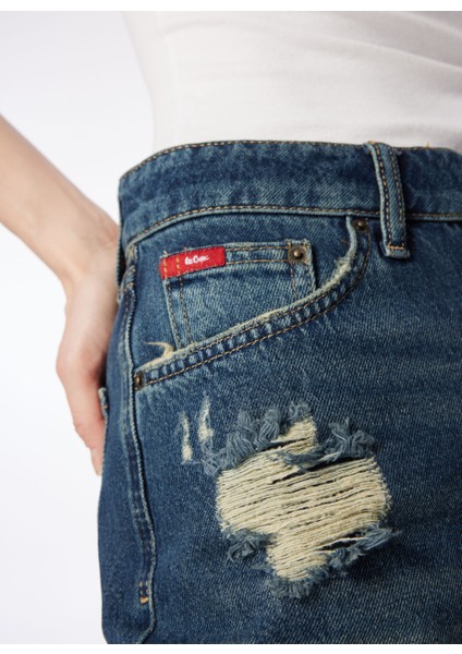 Mom Fit Gökmavi Kadın Denim Şort 242 Lcf 121011 Holly Rosada Blue indirimleri