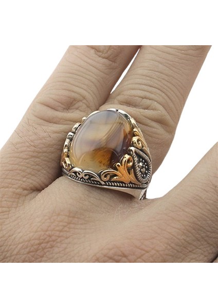 Erkek Yüzük Gümüş 925 Yemen Akik Taşlı fiyatları