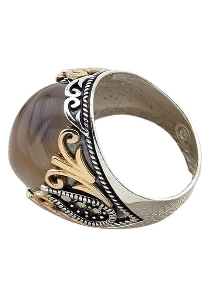 Erkek Yüzük Gümüş 925 Yemen Akik Taşlı modelleri