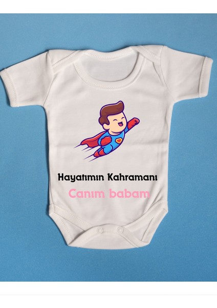 Patobaby Pamuklu Bebek Zıbını Hayatımın Kahramanı Babam Pembe Renk