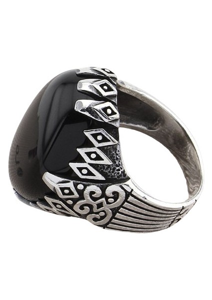 Erkek Yüzük Gümüş 925 Anadolu Motifli Bombe Taşlı fiyatları