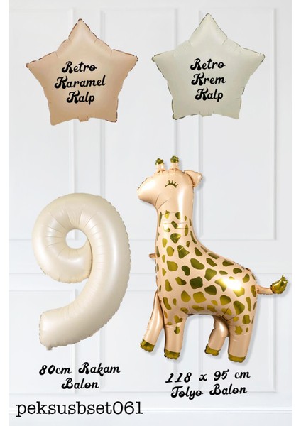 Büyük Zürafa Balon Retro Krem Karamel Doğum Günü Yaş Balon Seti Retro Konsept fiyatları