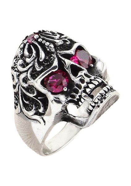 Erkek Yüzük Gümüş 925 Motorcu Kurukafa