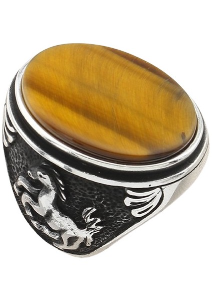 Erkek Yüzük Gümüş 925 Şaha Kalkmış At Figürlü