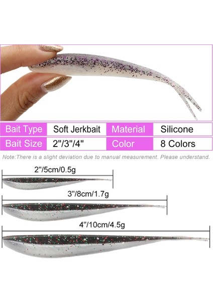 Renk-B Tarzı 8cm 1.7g Spinpoler Yumuşak Swimbait Balık Tutma Lures Pislik Shad Minnow Damla Shot Cazibesi Bas Yemi Shad Yem Bas Için Alabalık Pike Walleye (Yurt Dışından) modelleri