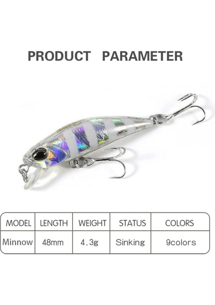 F Stili 4.8cm 4.3g Balıkçılık Cazibesi Minnow Wobbler Spearhead 48HS Batan Trolling Jerkbait Swimbait Yapay Yem Alabalık Yemi Bas Yemi (Yurt Dışından)