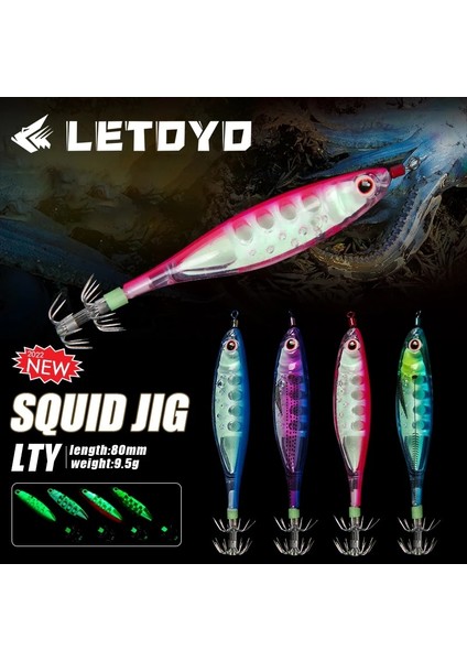 D Stili 9.5g 80MM Letoyo Yüzen Balıkçılık Cazibesi Kalamar Jig 9.5g Yapay Karides Aydınlık Ahtapot Mürekkepbalığı Balıkçılık Yemler Deniz Balıkçılığı Için (Yurt Dışından)