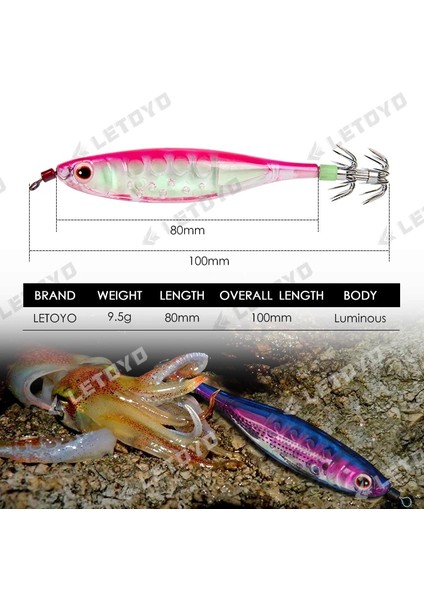 D Stili 9.5g 80MM Letoyo Yüzen Balıkçılık Cazibesi Kalamar Jig 9.5g Yapay Karides Aydınlık Ahtapot Mürekkepbalığı Balıkçılık Yemler Deniz Balıkçılığı Için (Yurt Dışından)