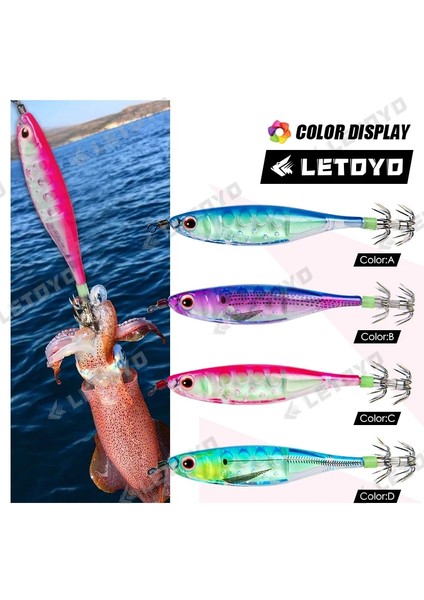 D Stili 9.5g 80MM Letoyo Yüzen Balıkçılık Cazibesi Kalamar Jig 9.5g Yapay Karides Aydınlık Ahtapot Mürekkepbalığı Balıkçılık Yemler Deniz Balıkçılığı Için (Yurt Dışından)