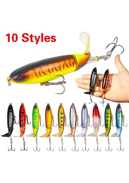 6-15G Tarzı 1 Adet Whopper Popper 10CMCMCM Balıkçılık Cazibesi Yapay Yem Sert Plopper Yumuşak Dönen Kuyruk Olta Takımı Geer Pesca Alabalık (Yurt Dışından)