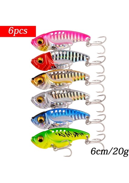 6cm 20G Stil A Stili 6 Adet Metal Vib Bıçak Cazibesi Balıkçılık Cazibesi Yem Batan Titreşim Yemler Yapay Deniz Balıkçılık Bas Dalış Döner Yemler (Yurt Dışından)