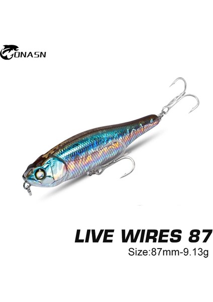 Lw-07 Stili 87MM 9.13G Onasn Canlı Teller Yüzen Balıkçılık Cazibesi Yüzey Topwater Kalem Yürüyüşü Köpek Sert Yemler Tuzlu Su Balıkçılığı Bas Için Wobblers (Yurt Dışından) fiyatları