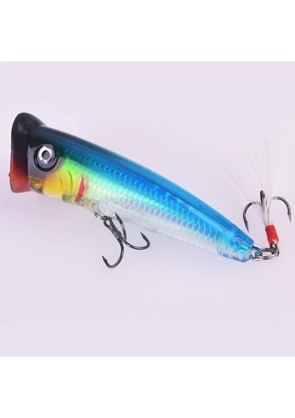 B Tarzı 1 Adet Topwater Balıkçılık Lures 7.8cg Popper Wobbler Lazer Sert Plastik 3D Gözler Yapay Yem Tüy Tiz Kanca Mücadele (Yurt Dışından)