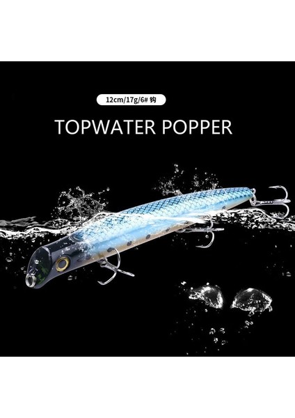 Iki Renk Stili Yeni Popper Balıkçılık Cazibesi Ağırlıkları 17G 12CM Topwater Wobbler Aksesuarları Yapay Yem Malları Yüzen Wobblers Balık Takımı (Yurt Dışından) indirimleri