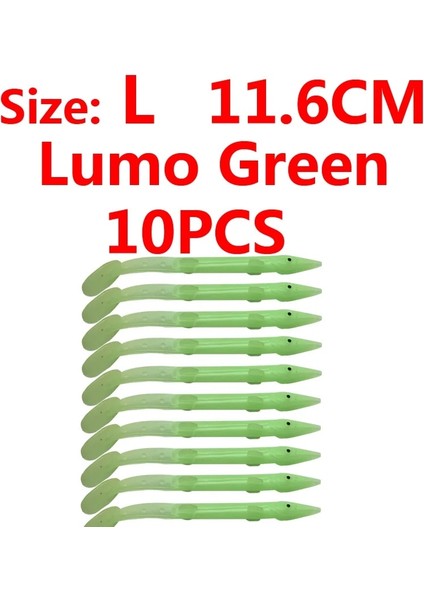 Lumo Yeşil L 10'lu Stil Wifreo Çok Renkli Yumuşak Plastik Yem Balığı Sabiki Rig Yılan Balığı Cazibesi Tuzlu Su Balıkçılık Cazibesi Boyut 7cm 8.5ccm (Yurt Dışından)