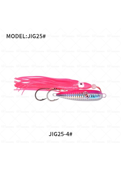 JIG25H-PEMBE Tarzı 60G Bottomku Kalamar Ahtapot Cazibesi Metal Yavaş Jig Kafa Etek Kanca 40G60G80G Batan Tuzlu Su Balıkçılık Marlin Cazibesi Sert Yem (Yurt Dışından)
