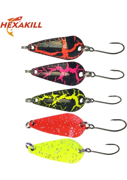 E16 Stili Hexakill .4g.8g.2g.8gg.3g Balıkçılık Metal Renkli Kaşık Yemler Metal Er Cazibesi Alabalık Için Mini Yem Tek Kanca (Yurt Dışından) fırsatları
