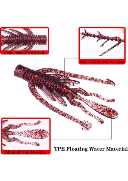 E Stili 63MM 2.5g Floating Silicone Shrimp Soft Baits G Swivel Twin Tail Crazy Jig Wobblers Worm Fishing Lures Fishy Smell With Salt (Yurt Dışından)