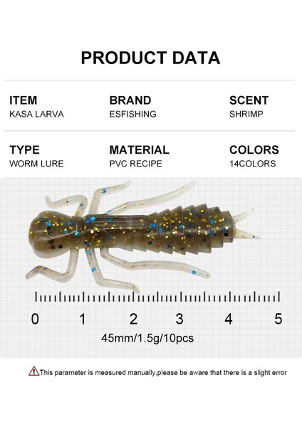 CA193 Stili 45MM 10 Adet Esfıshıng Yeni Kasa Larva Adet Solucan Cazibesi Yumuşak Yem Balıkçılık Için Alabalık Pike Levrek Yapay Yusufçuk (Yurt Dışından)