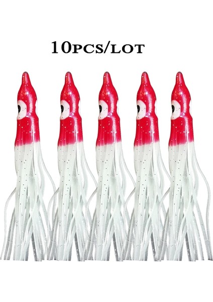 Kırmızı Kafa Stili 9cm Lot Aydınlık Kalamar Etekler Yumuşak Cazibesi Pesca 9CM10CM12CM Gece Balıkçılık Cazibesi Ahtapot Kızdırma Kauçuk Kancalar Etek Yapay Yem (Yurt Dışından)