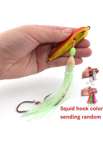 Kanca Stili ile Renk C 60G Bottomku Jig Cazibesi 40G 60G 80G Derin Deniz Jig Metal Yavaş Jig Kafa Etekleri Kancalar Tatlı Su Tuzlu Su Balıkçılık Cazibesi (Yurt Dışından)