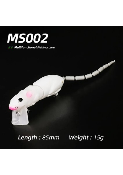 MS002 Stili Ardea Sıçan Cazibesi 15G Balıkçılık Fare Cazibesi Sert Platic Sıçan Yemi Jointde Crankbait Yapay Swimbait Siyah Pike Minnow Bas Mücadelesi (Yurt Dışından)