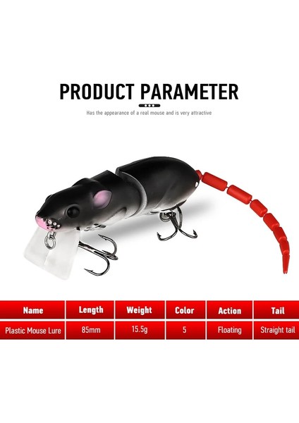 MS002 Stili Ardea Sıçan Cazibesi 15G Balıkçılık Fare Cazibesi Sert Platic Sıçan Yemi Jointde Crankbait Yapay Swimbait Siyah Pike Minnow Bas Mücadelesi (Yurt Dışından) fırsatları